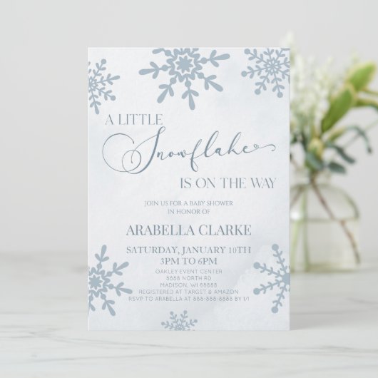Een beetje sneeuwvlok Winter Wonderland Baby showe Kaart (Staand voorkant)