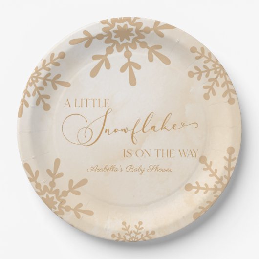 Een beetje sneeuwvlok Winter Wonderland Baby showe Papieren Bordje (Voorkant)