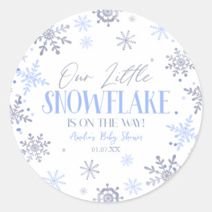 Een beetje sneeuwvlok winterblauw Baby shower Ronde Sticker