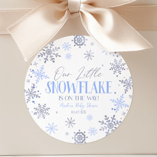 Een beetje sneeuwvlok winterblauw Baby shower Ronde Sticker