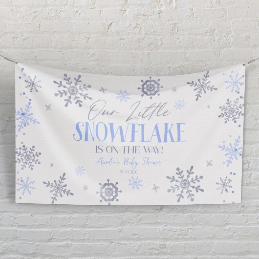 Een beetje sneeuwvlok winterblauw Baby shower Spandoek