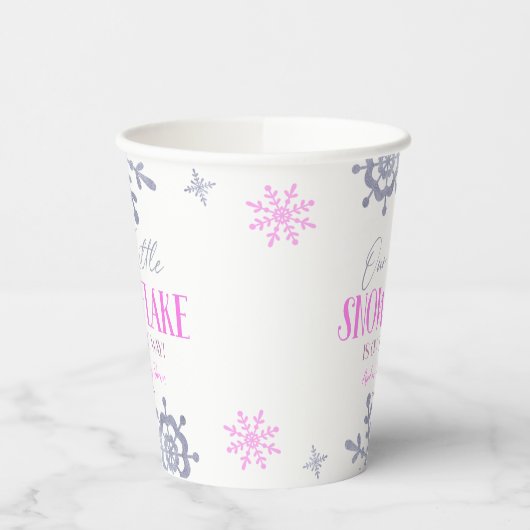 Een beetje sneeuwvlok winterroze Baby shower Papieren Bekers (Links)