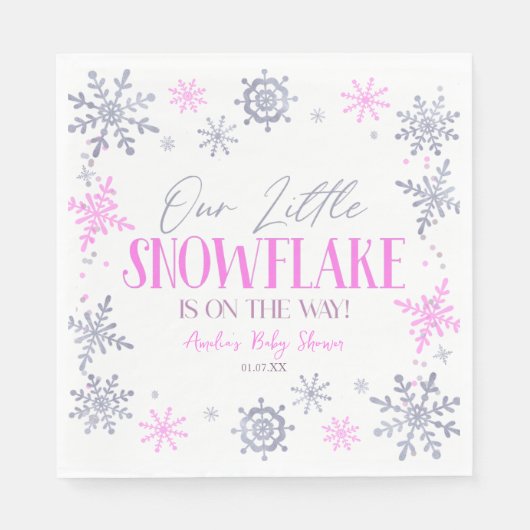 Een beetje sneeuwvlok winterroze Baby shower Servet (Voorkant)