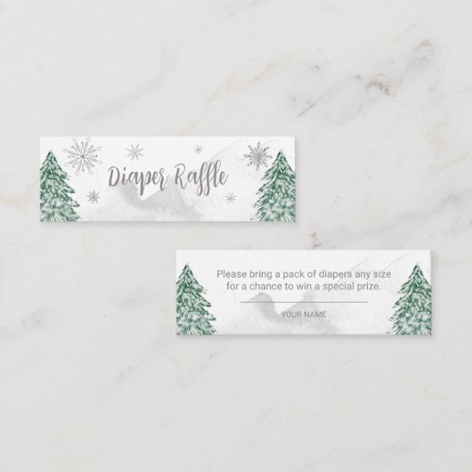 Een beetje sneeuwvlokken Baby Diaper Raffle Mini Visitekaartje (Voorkant / Achterkant)