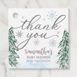 Een beetje sneeuwvlokken Baby shower Blauw Dank je Bedankjes Labels