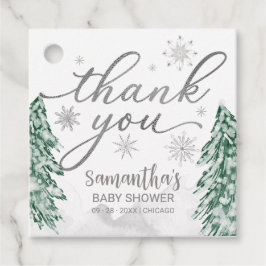 Een beetje sneeuwvlokken Baby shower Grijs Dank je Bedankjes Labels