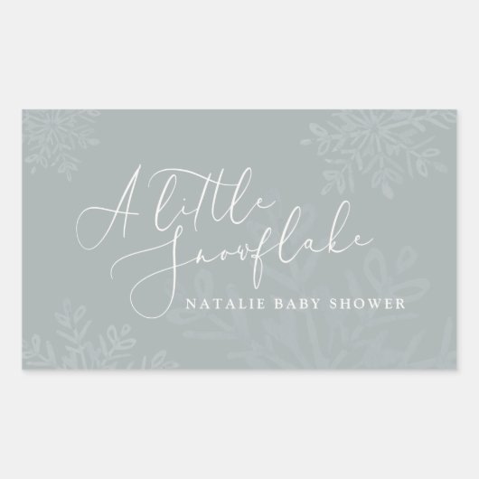 Een beetje sneeuwvlokken baby shower rechthoekige sticker (Voorkant)