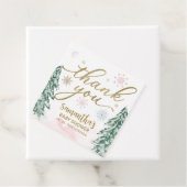 Een beetje sneeuwvlokken Baby shower Roze Dank je Bedankjes Labels (In situ)