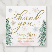 Een beetje sneeuwvlokken Baby shower Roze Dank je Bedankjes Labels (Voorkant)