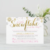 Een beetje sneeuwvlokken baby shower uitnodiging r (Staand voorkant)