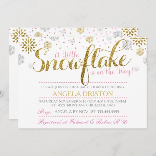 Een beetje sneeuwvlokken baby shower uitnodiging r