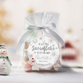 Een beetje sneeuwvlokken Grijze Baby shower Favor  Bedankjes Labels