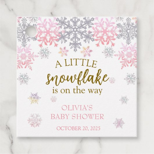 Een beetje Snowflake baby shower Bedankjes Labels (Voorkant)