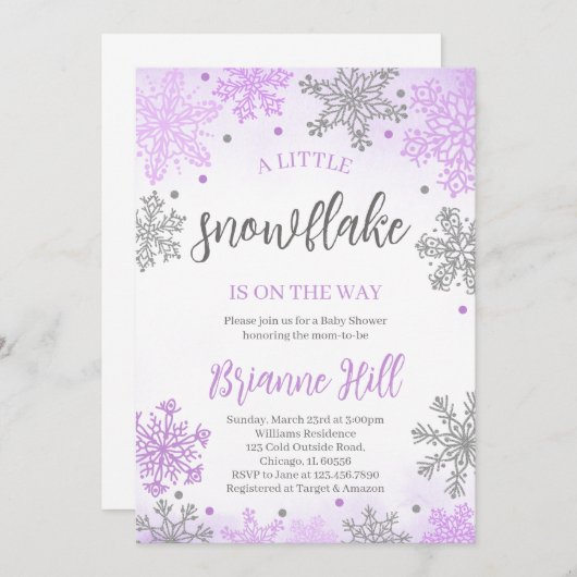 Een beetje Snowflake Baby shower Kaart (Voorkant / Achterkant)