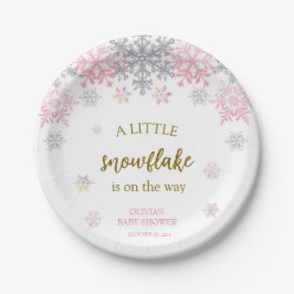 Een beetje Snowflake baby shower Papieren Bordje