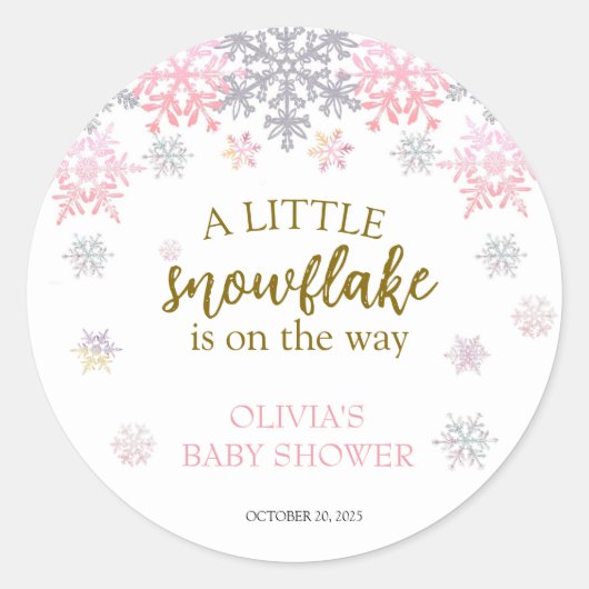 Een beetje Snowflake baby shower Ronde Sticker (Voorkant)