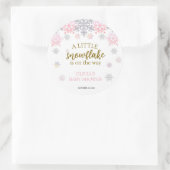 Een beetje Snowflake baby shower Ronde Sticker (Tas)