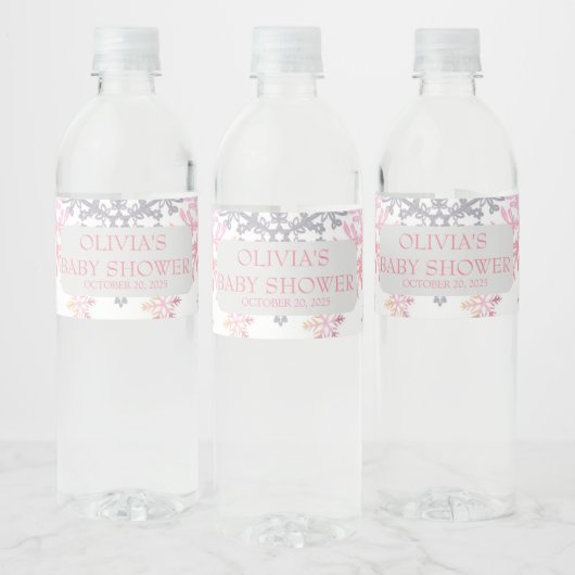 Een beetje Snowflake baby shower Waterfles Etiket (Flessen)