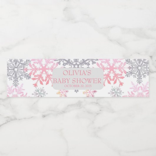 Een beetje Snowflake baby shower Waterfles Etiket (Enkel label)
