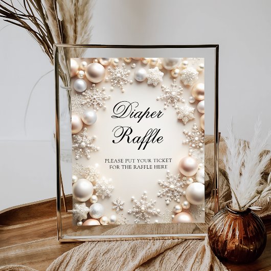 Een beetje Snowflake Boho Baby shower Luier Raffle Poster