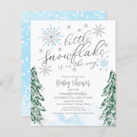 Een beetje snowflake Budget Baby shower (Voorkant / Achterkant)