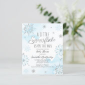 Een beetje Snowflake Budget Baby shower Invitation (Staand voorkant)