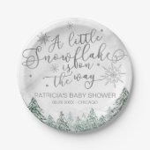 Een beetje Snowflake Grey Baby shower Papieren Bordje (Voorkant)