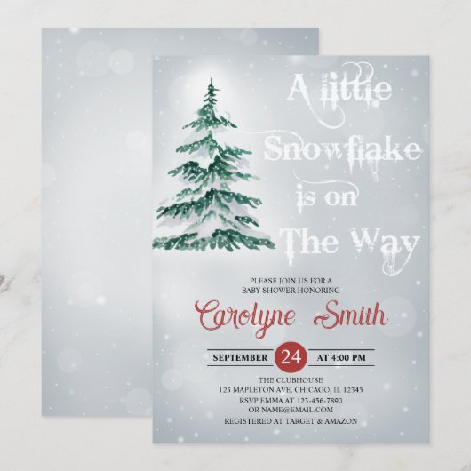 Een beetje Snowflake is onderweg Baby shower Kaart (Voorkant / Achterkant)