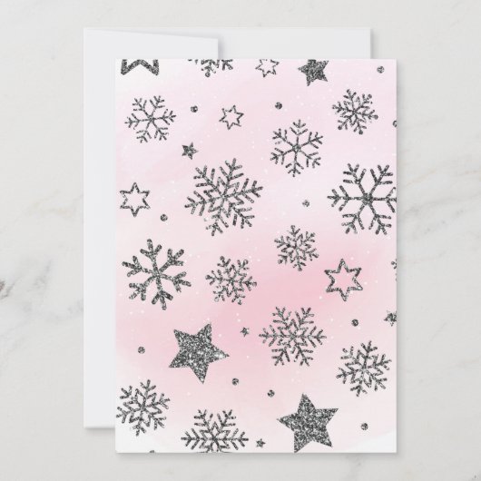 Een beetje snowflake is op weg naar een uitnodigin kaart (Achterkant)