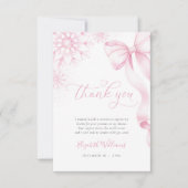 Een beetje Snowflake Pink Bow Baby shower Bedankkaart (Voorkant)