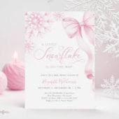 Een beetje Snowflake Pink Bow Baby shower Kaart