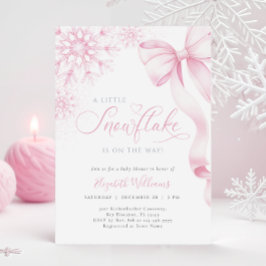 Een beetje Snowflake Pink Bow Baby shower Kaart