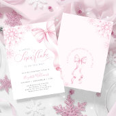 Een beetje Snowflake Pink Bow Baby shower Kaart