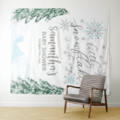 Een beetje Snowflake Winter Baby shower Achtergron Wandkleed (In Situ (horizontaal))