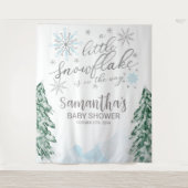 Een beetje Snowflake Winter Baby shower Achtergron Wandkleed (Voorkant)