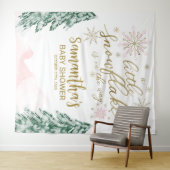 Een beetje Snowflake Winter Baby shower Achtergron Wandkleed (In Situ (horizontaal))