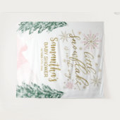 Een beetje Snowflake Winter Baby shower Achtergron Wandkleed (Voorkant (horizontaal))