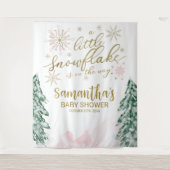 Een beetje Snowflake Winter Baby shower Achtergron Wandkleed (Voorkant)