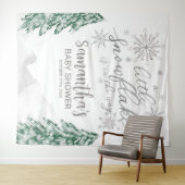 Een beetje Snowflake Winter Baby shower Achtergron Wandkleed (In Situ (horizontaal))