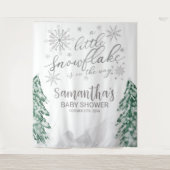 Een beetje Snowflake Winter Baby shower Achtergron Wandkleed (Voorkant)