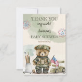 Een beetje soldaat jongen teddybeer Baby shower Bedankkaart (Voorkant)