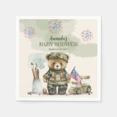 Een beetje soldaat jongen teddybeer Baby shower Servet (Voorkant)