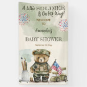 Een beetje soldaat jongen teddybeer Baby shower Spandoek (Verticaal)