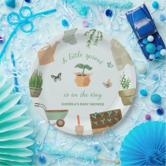 Een beetje spruit tuinieren Plant Baby shower Papieren Bordje (Feest)