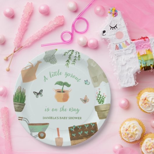 Een beetje spruit tuinieren Plant Baby shower Papieren Bordje (Feest)