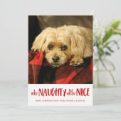 Een beetje stout | Rood | Verticale foto Feestdagenkaart (Staand voorkant)