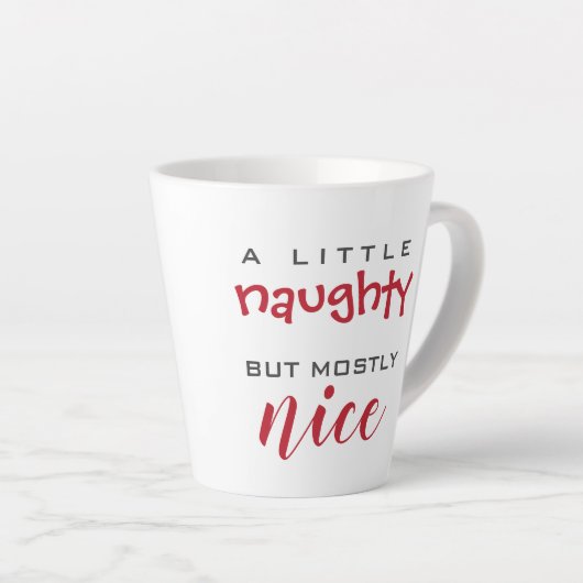 Een beetje stoute, meestal mooie kerstmok latte mok (Rechterhoek)
