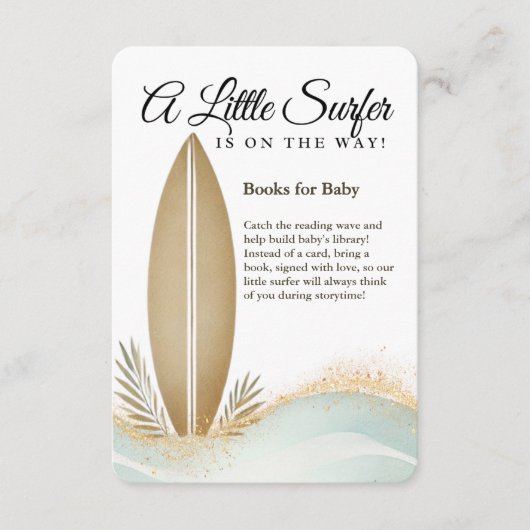 Een beetje surfer minimalistische gouden Baby show Informatiekaartje (Voorkant)