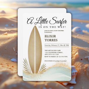 Een beetje surfer minimalistische gouden Baby show Kaart