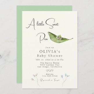 Een beetje Sweet Pea Baby shower Kaart
